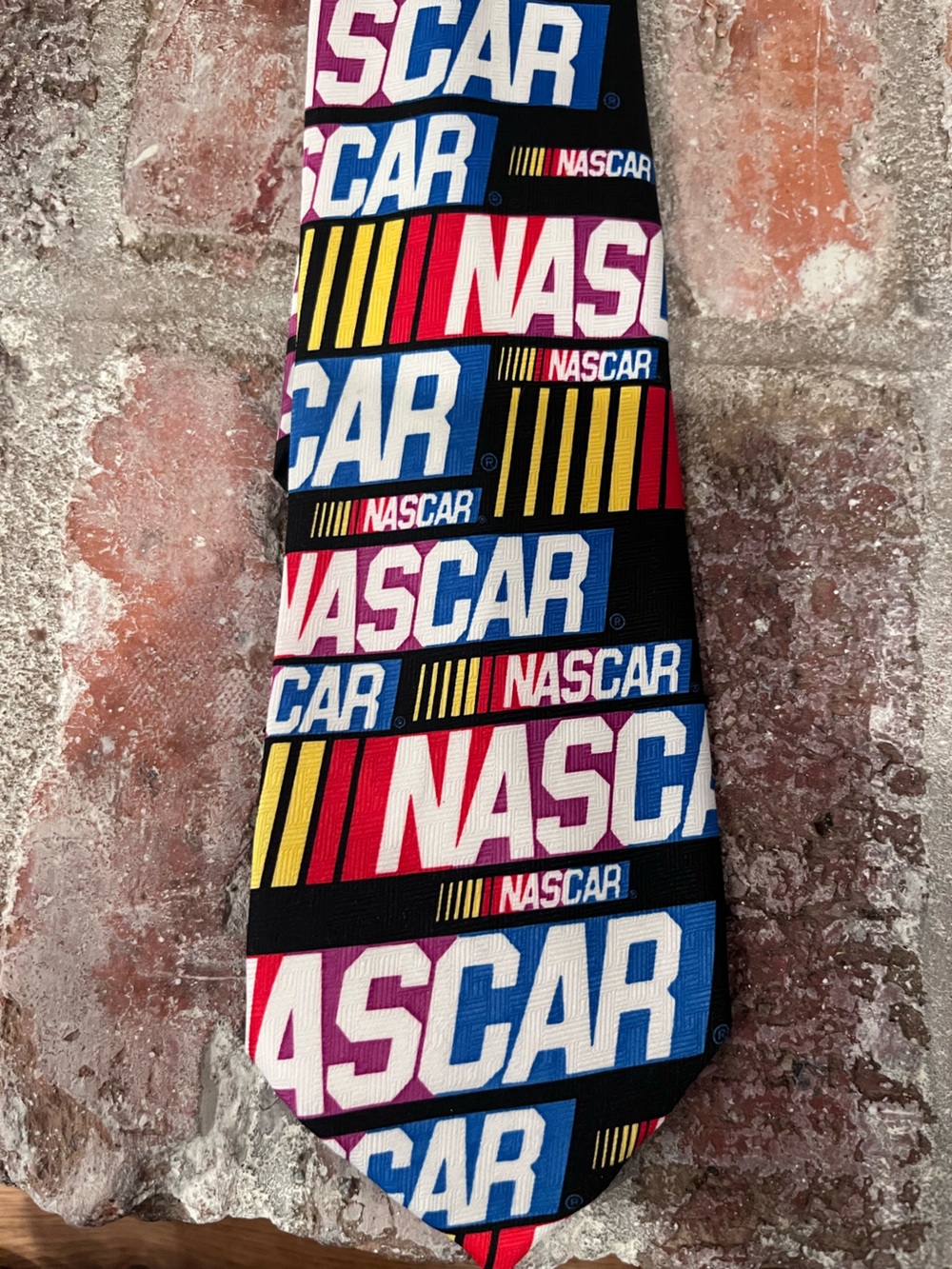 NWT Ralph Marlin NASCAR Logo Stripe Necktie in Black, Blue, Red, Yellow, Purple
